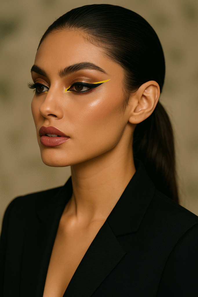 Laxmi’s Makeup Studio artist creating flawless fashion makeup look in Mancherial