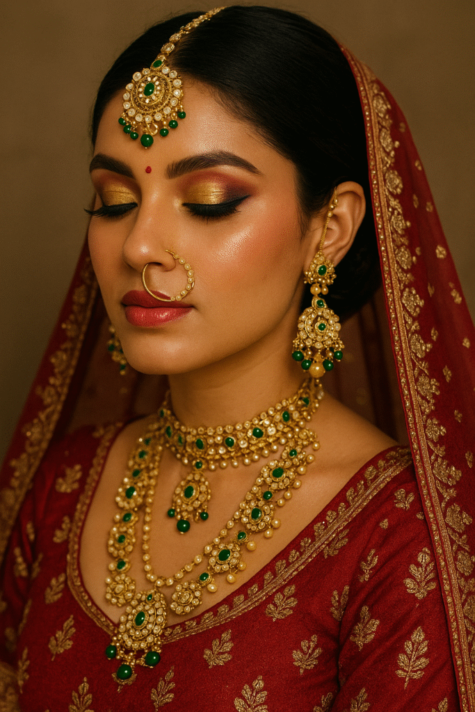 Traditional bridal-style fashion makeup by Laxmi’s Makeup Studio Mancherial
