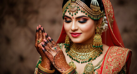 HD bridal makeup with braided hairstyle and vibrant lipstick shade
