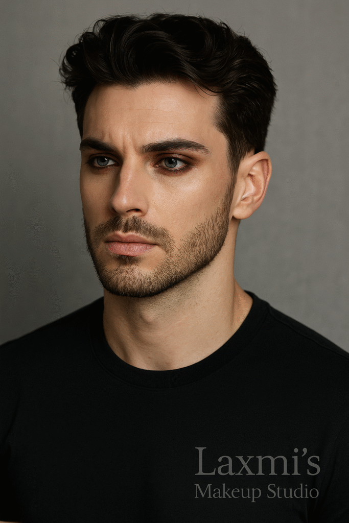 Creative artistic photoshoot look with vibrant colors and dramatic detailing by Laxmi’s Makeup Studio.